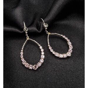 Rare Find SORRELLI Signed Silver-Tone Teardrop Earrings With Purple Crystal Acce